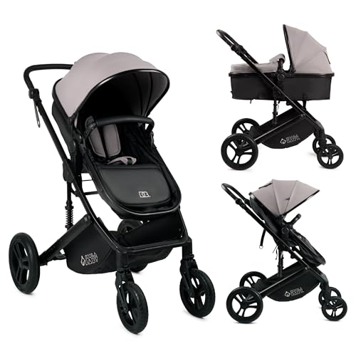 Image of KOOLABABY 2-in-1 Foldable Baby Stroller - Newborn to Toddler Stroller with Extendable Canopy, 5-Point Harness & Large Storage Basket - One Hand Fold