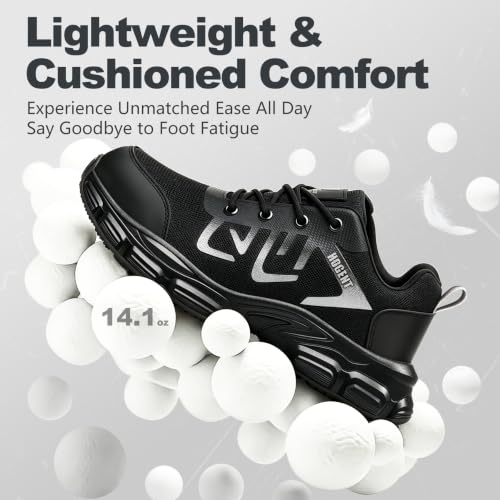 Image of Hogent Steel Toe Shoes for Men Lightweight Comfortable Non Slip Work Shoes Women Puncture Proof Safety Sneakers for Industrial Construction & Daily Life