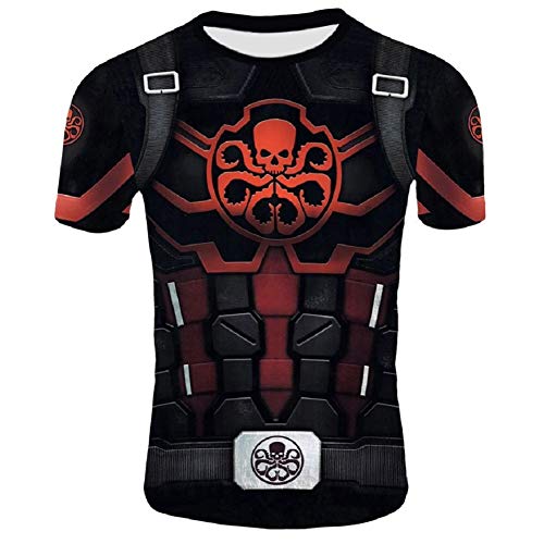 Cosfunmax Superhero Captain Team Leader Compression Shirt Sports Gym Ruining Base Layer (CA Shirt E, XX-Large)