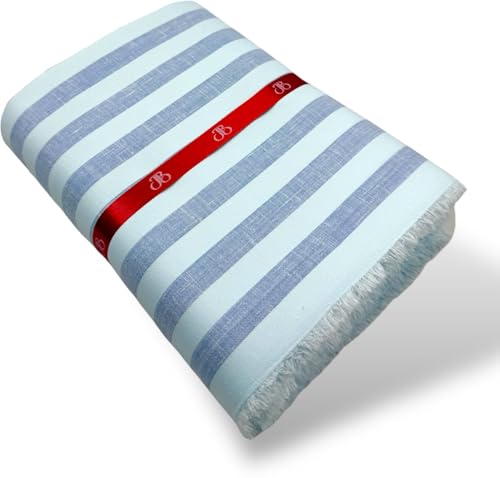 Image of JHABAK'S Unstitched Striped Shirt Fabric for Men - Cotton Linen Blend Lining Material - Shirt and Kurta Piece Cloth