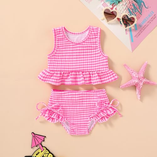 Image of HAPPYMA Baby Swimsuit Toddler Girl Bathing Suit Summer Stripe Bikini Set Beach Two Piece Swim Wear