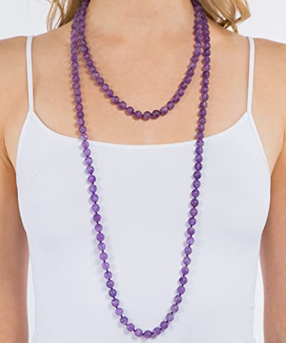 Mgr My Gems Rock! 60 Inch Polished Genuine Amethyst Stone Multi-Layer Long Endless Infinity Beaded Necklace. #TOP2