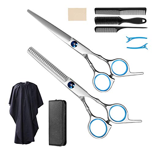 kit peluqueria 9 piezas tijeras peluqueria MUSCCCM tijeraspeluqueria profesional de acero inoxidable, para el corte de pelo en casa, el corte de pelo de animales hair and the professional hairdressing