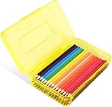 DANRONG Colored Plastic Pencil Box, Large Capacity Pencil Case, Pencil Boxs for Kids Adults, Hard Crayon Box Storage with Snap-Tight Lid for School Office Supplies (Yellow)