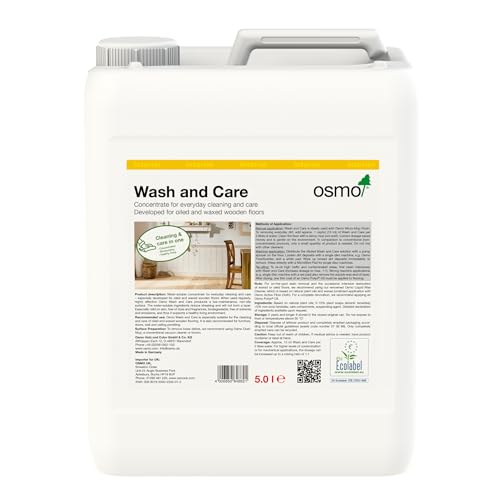 Osmo Wash and Care - Wood Cleaner 8016 5L - Highly Concentrated Wooden Liquid Floor Cleaner Maintain and Protect Wooden Surfaces - Ideal for Oak Pine Spruce Beech & More