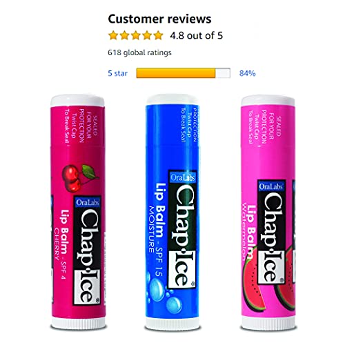 Chap-Ice® | Premium and Traditional Lip Balm for Chapped, Dry, or Windburned Lips | 3 Flavor Assorted Display - Cherry… - Image 4