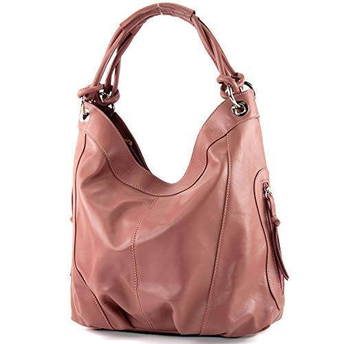 modamoda de - mujeres italianas bolso de cuero/piel de napa Z18, Color:altrosa