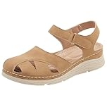 closed toe sandals for women Womens Sandals Closed Toe Wide Fit Orthopedic Sandal Casual Non Slip Wedge Shoes Comfortable Arch Support Fastening Slip on Walking Sandal Outdoor Beach Summer Brown 5