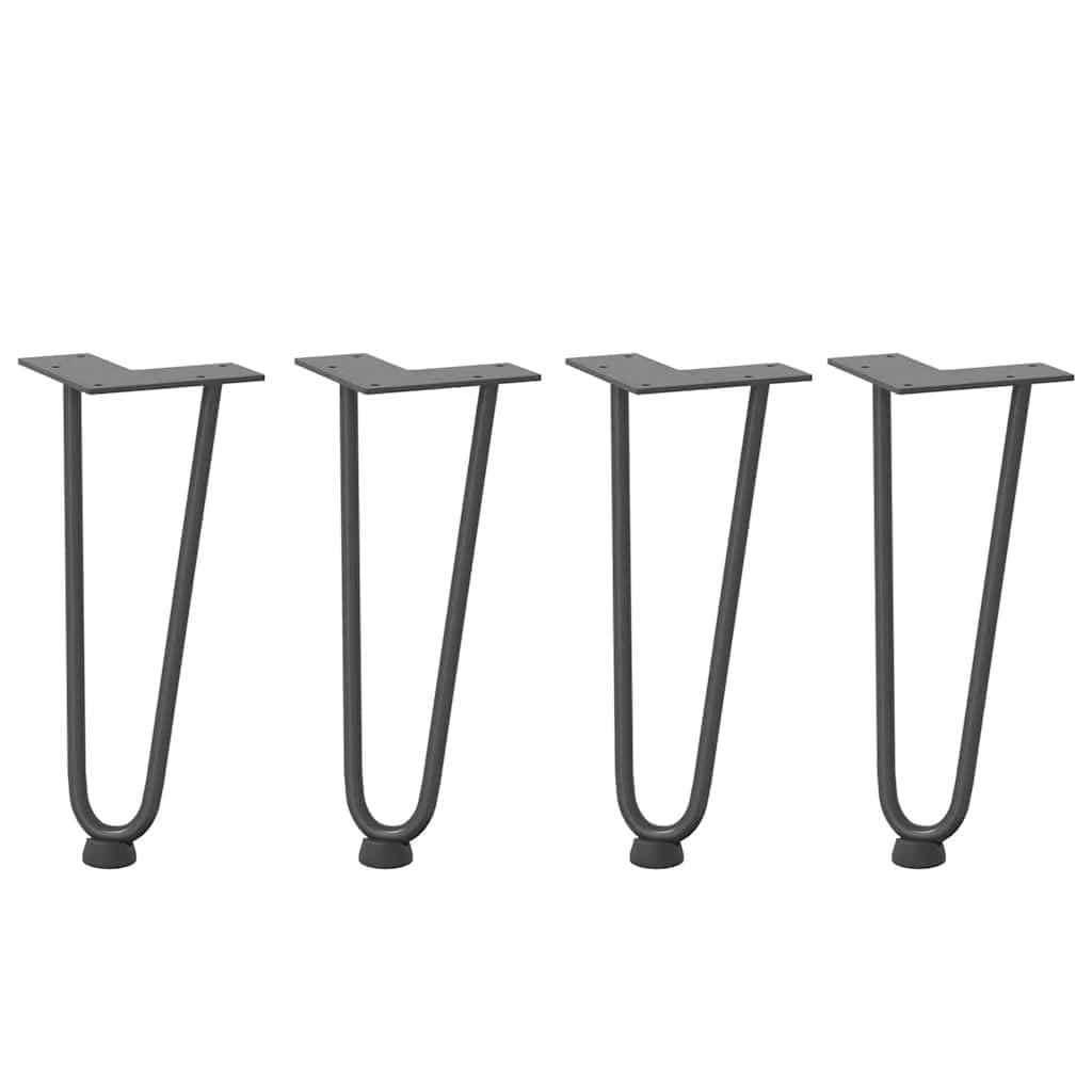 Patas de horquilla para mesa de café, 4 unidades, color antracita, 30 cm, acero macizo, patas de muebles, altura regulable, con tornillos, para estructuras de mesa estables y muebles de