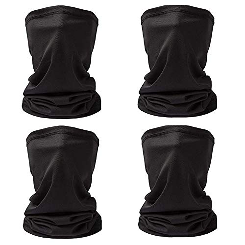 4 pcs Sun UV Protection Washable Reusable Neck Gaiter Face Cover Dust-proof Bandana Balaclava for Outdoor Sports (black4)