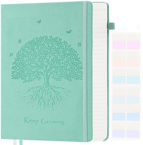 Leather Journal, Hardcover College Ruled Notebook Journal for Women Men, 340 Page Large A5 Notebooks for Work, Lined Journals for Writing, Thick Paper and Lay Flat, Teal Aesthetic Notebook Gifts