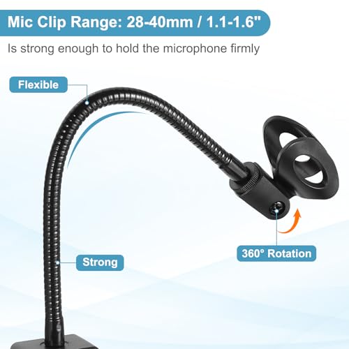 Support de microphone col de cygne orientable 12 pouces pour stabiliser votre micro sans vibration
