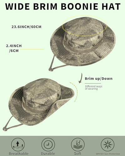 Image of Sun Hats for Men Women Bucket Hat UPF 50+ Boonie Hat Foldable UV Protection Hiking Beach Fishing Summer Safari