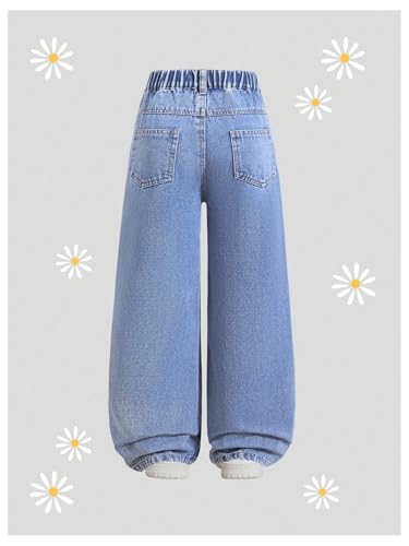 WDIRARA Girl's Cute Print Baggy Jeans Straight Leg Denim Pants Streetwear2