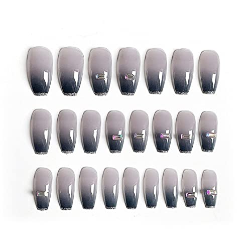 Babalal Rhinestone Fake Nails Glossy Press On False Nails Shiny Glitter French Nails Cool Glue On Nails For Women And Girls #TOP4