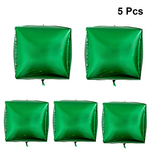 Toyvian 5Pcs Cube Foil Balloons 24 Inches Square Mylar Balloon For Wedding Birthday Festival Party Decor Supplies (Green) #TOP1