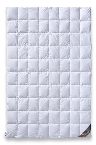 daunen-federn.de Sommerbettdecke 135x200 Premium: 100% natürliche Materialien, atmungsaktiv, Allergiker geeignet, 100% luftige Baumwolle, 100% Daunen Qualität Klasse 1, Made in Germany