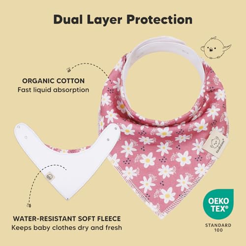 Image of 10pk Organic Baby Bandana Bibs for Drooling and Teething (Tea Party)