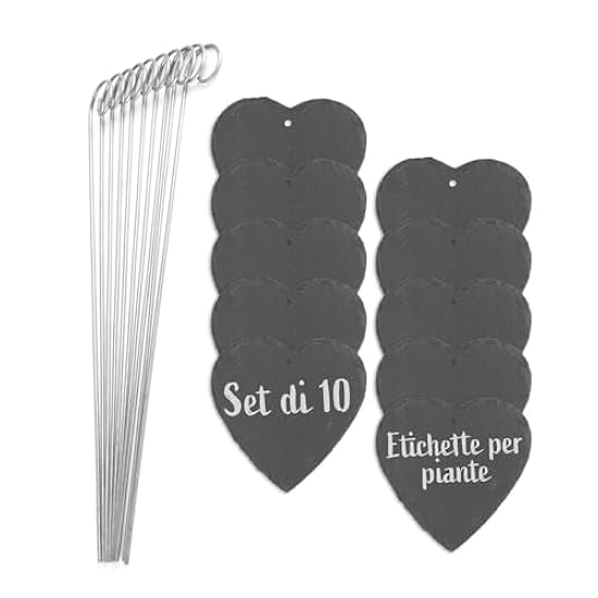 Hoberg Etichette Piante In Ardesia - Kit Da 10 | Resistente Alle Intemperie, Riutilizzabili | Per Erbe, Fiori E Orto | Con Puntali In Acciaio | 10x7x0,5 Cm - Foto 9