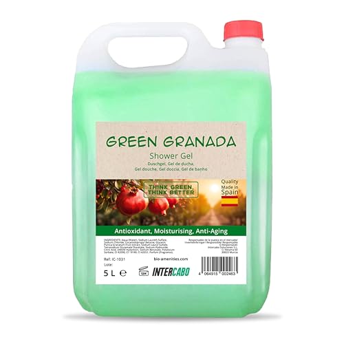 Intercabo gel de ducha 5 litros - garrafa grande para uso diario - fórmula suave y refrescante - pH neutro - jabon corporal líquido para hoteles, gimnasios, vestuarios o uso doméstico