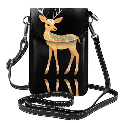 Sac téléphone portable en cuir imprimé élans pour camping et voyages