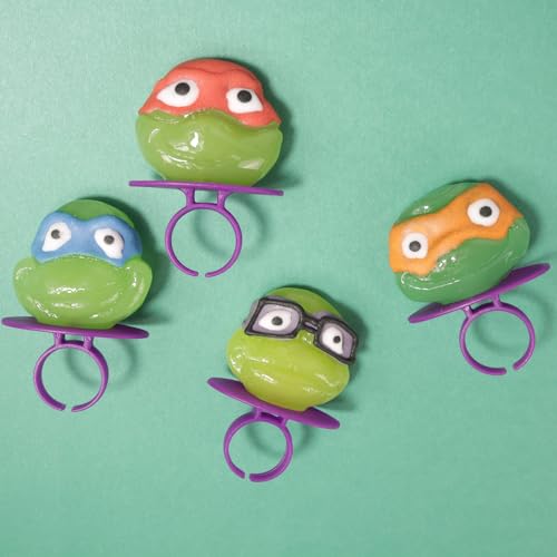 Imaginings 3 Teenage Mutant Ninja Turtles Individually Wrapped Lollipop Rings, Leonardo, Raphael, Michelangelo, and Donatello, Decorated Candy, Birthday Party Favors, 18 Count