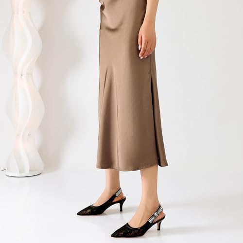 Image of RIBONGZ Sexy Slingback Pumps Elegant Dressy Heels for Women Closed Toe Pointy High Heels Wedding Bride Prom Party Evening Shoes