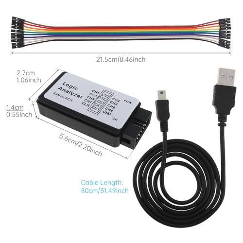 Image of 1 Set USB Logic Analyzer Device Set 8 Channel 24MHz UART IIC SPI Debug Logical Analysis Device Set with USB Cable Fit for Arduino ARM /FPGA M100 Hot