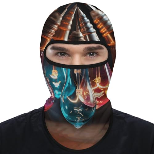 Máscara facial de balaclava con luces coloridas para hombre y mujer, protección solar, transpirable, cubre todo el rostro y cuello para senderismo, ciclismo, running y conducción miniatura 1