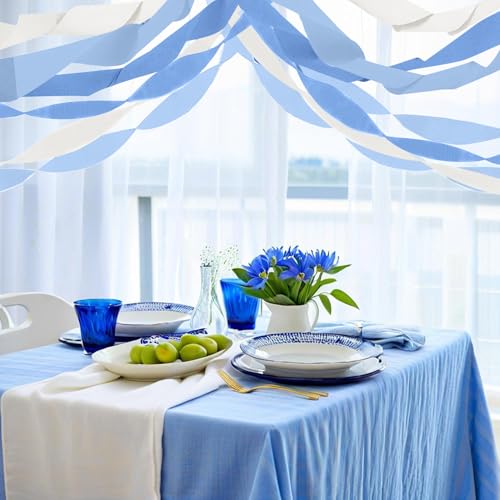Image of Dusty Blue Crepe Paper Streamers 6 Crepe Paper Rolls 492ft, DIY Craft Supplies for Boys Birthday Baby Shower, Bridal Party Decorations, 1.77 Inch x 82 Ft /Roll