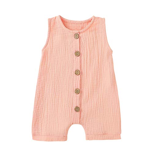 Image of Cecobora Infant Newborn Baby Boys Girls Cotton Linen Romper Summer Jumpsuit Sleeveless Overalls Clothing Set