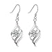 Elegant Lovely 925 Sterling Silver Angel Wing Dangle Drop Hook Earring with White AAAAA Cubic Zirconia Allergy Free Wedding Engagement Party Jewellery