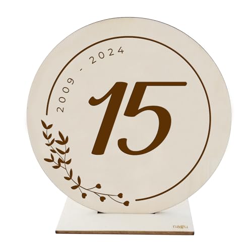 nagu® 15- Regalos Aniversario, Bodas, cumpleaños 15 años. Tarjeta felicitacion o topper e ideas originales de decoracion para hombres o mujer, en el Aniversario de madre y padre, mamá papá.