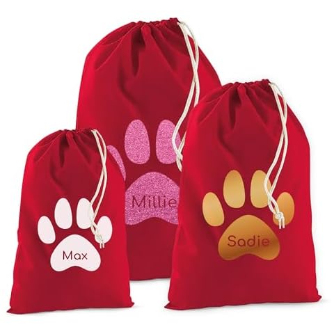 Personalised Cotton Santa Stocking with Fur Top Cover