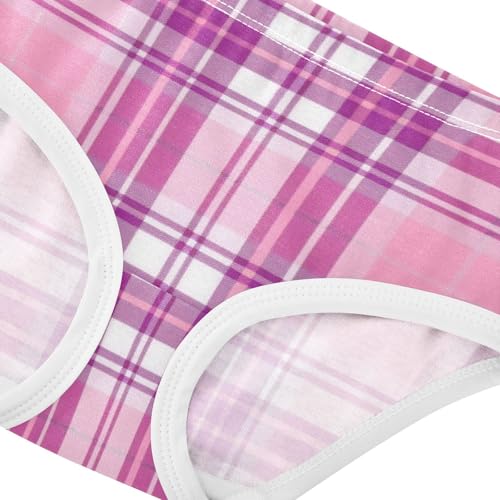 Marble Patterned Plaid Girls' Underwear Moisture Wicking Organic Underpants for Kids in Sizes 2T,3T, 4T, 5T, 6Y and 8Y4