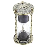 SuLiao Hourglass Sand Timer 60 Minute, 60 Min Mandala Rose & Engraving Brass Sand Clock,Metal Iron Black Sand Timer, Antique Reloj De Arena,Unique 1 Hour Glass Sandglass for Gift Office Desk Decor