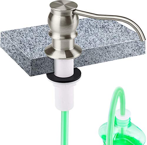 SAMODRA Soap Dispenser for Kitchen Sink, Brass Pump Head Built in Design with 39” Extension Tube Directly to Soap Bottle, No More Messy Refills(No Bottle)
