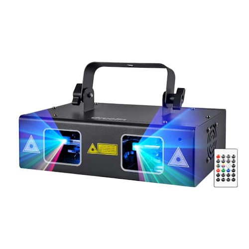 DJ Lights Party Lights, Gruolin RGB Full Color Laser Stage Light Music Sound Activated & DMX Control Patterns Projector, Perfect for Party Disco Bar Club Stage & DJ Lighting