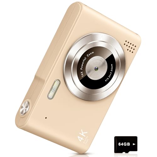 Image of Digital Camera, Camera for Kids, UHD 4K 48MP Point and Shoot Digital Cameras with 64GB SD Card and 16X Digital Zoom Anti Shake, Compact Portable Small Gift for Boys Girls Students