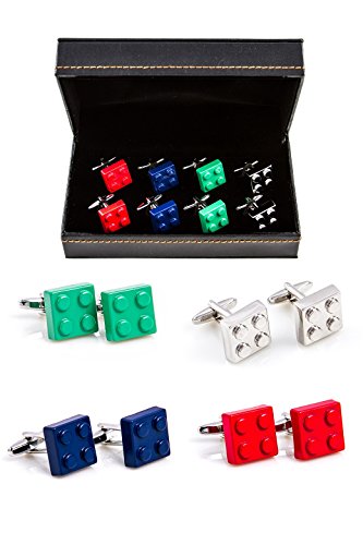 MRCUFF Building Blocks 4 Pairs Cufflinks in a Presentation Gift Box & Polishing Cloth2