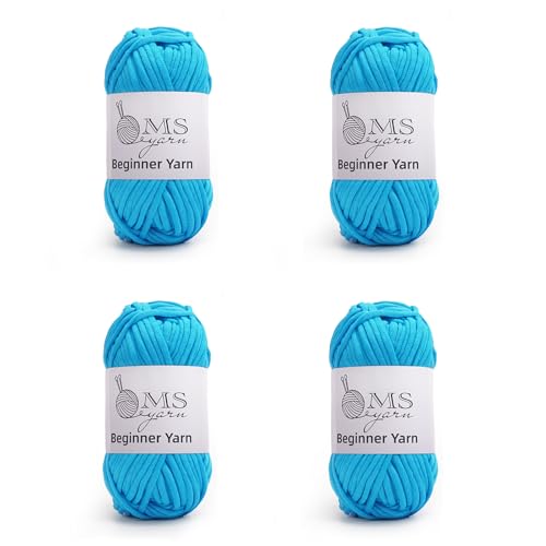 Image of 200g Beginner-Friendly Yarn for Crocheting and Knitting, 4 Pack 320 m Worsted-Weight Medium #4; Easy-to-See Stitches with No Splitting Soft & Thick Yarn for Amigurumi and DIY Projects- Blue