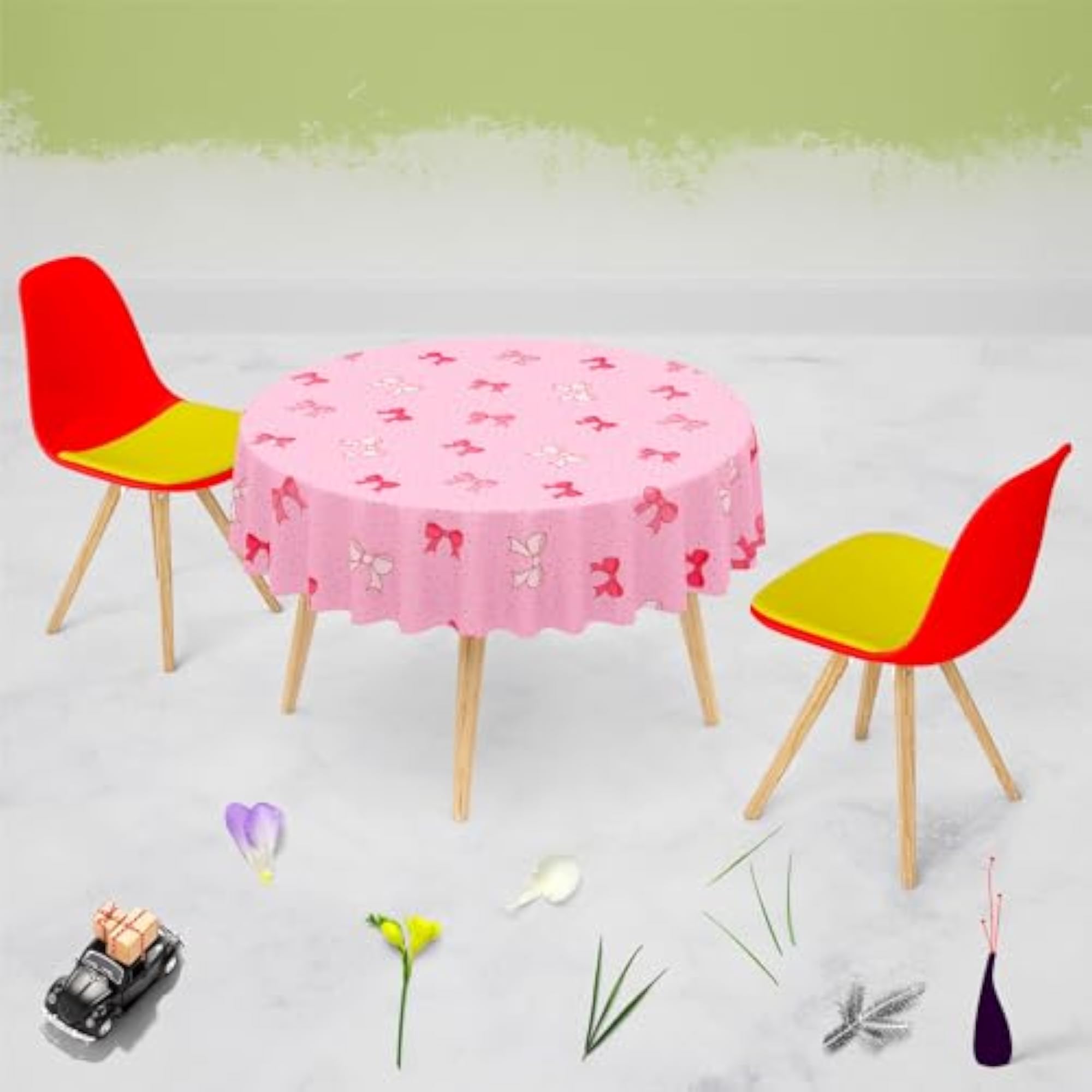 Pink Bows Table Cloth Cover for Dining Table