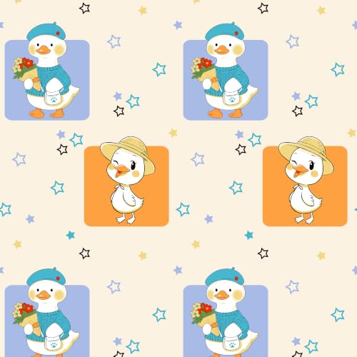 Image of LORETO - A QUALITY LINEN BRAND 186 TC 100% Pure Cotton Double /Queen Fitted Bedsheet with 2 Pillow Covers for 78 x 60 Inch Mattress, All-Around Elastic, 8 Inch Deep Pocket, Playful Ducks