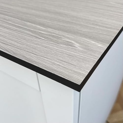 Top Worktops Compact Laminate Worktop Whitewashed Oak 3050 x 608 x12 mm Modern Solid Core Waterproof Heat Resistant Low Maintenance Surface for Kitchens Bathrooms & Utility Spaces
