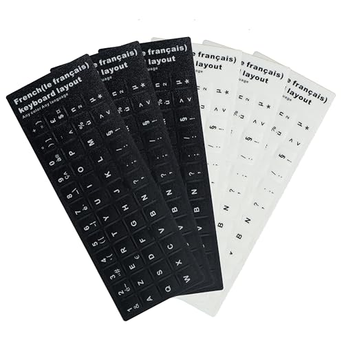 6 Pcs Sticker Clavier Azerty Français, Autocollant Clavier Azerty Français(3 Noirs et 3 Blancs)