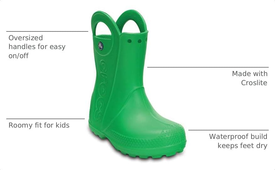 Image of Crocs Kids' Handle It Rain Boots | Waterproof Slip On Shoes | Kids' Rain Boots