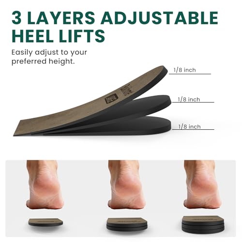 Image of Heel Lift for Women Men Shoe - Bukihome 3 Layers Adjustable Orthopedic Shoe Lifts for Leg Length Discrepancy, Uneven Legs, Pain Heel - Height Increase Inserts 1 /8 inch 2 /8 inch 3 /8 inch, Large Pack of 1