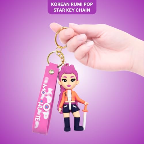 Image of Wanna Party Korean Pop Theme Cartoon Keychains, Rumi Keychain for Girls, Cute Backpack Key Chain Accessories Wristlet chain Return Gift Items for Boys & Girls