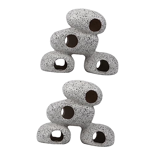 ORFOFE 2Pcs Fish Hiding Stones Fish Tank Stones for Fish Shrimp Shelter Lightweight Resin Enhance Aquarium Environment