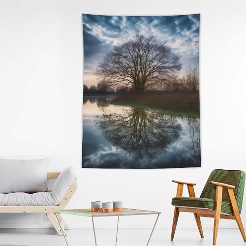 Tapisserie murale grand format imprimé arbre esthétique drapé mural original